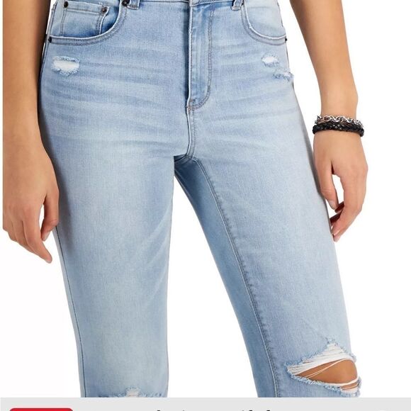 New VANILLA STAR Women’s 7 jeans blue denim high rise bootcut fringe stylish - Picture 4 of 14